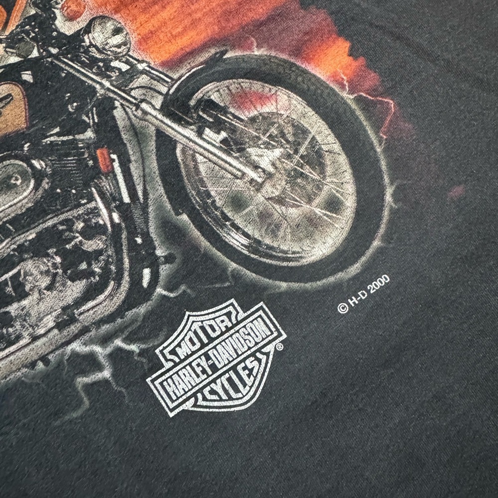 Harley Davidson Motorcycles Vintage 2000 Y2K T-Shirt - Size L/XL - Black Graphic - Picture 6 of 8